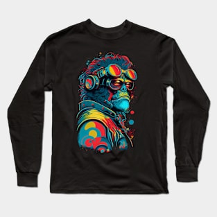 Anime Cyber Ape (Sci-Fi Ape Vintage Retro Future Design Cyberpunk Space Ape) Long Sleeve T-Shirt